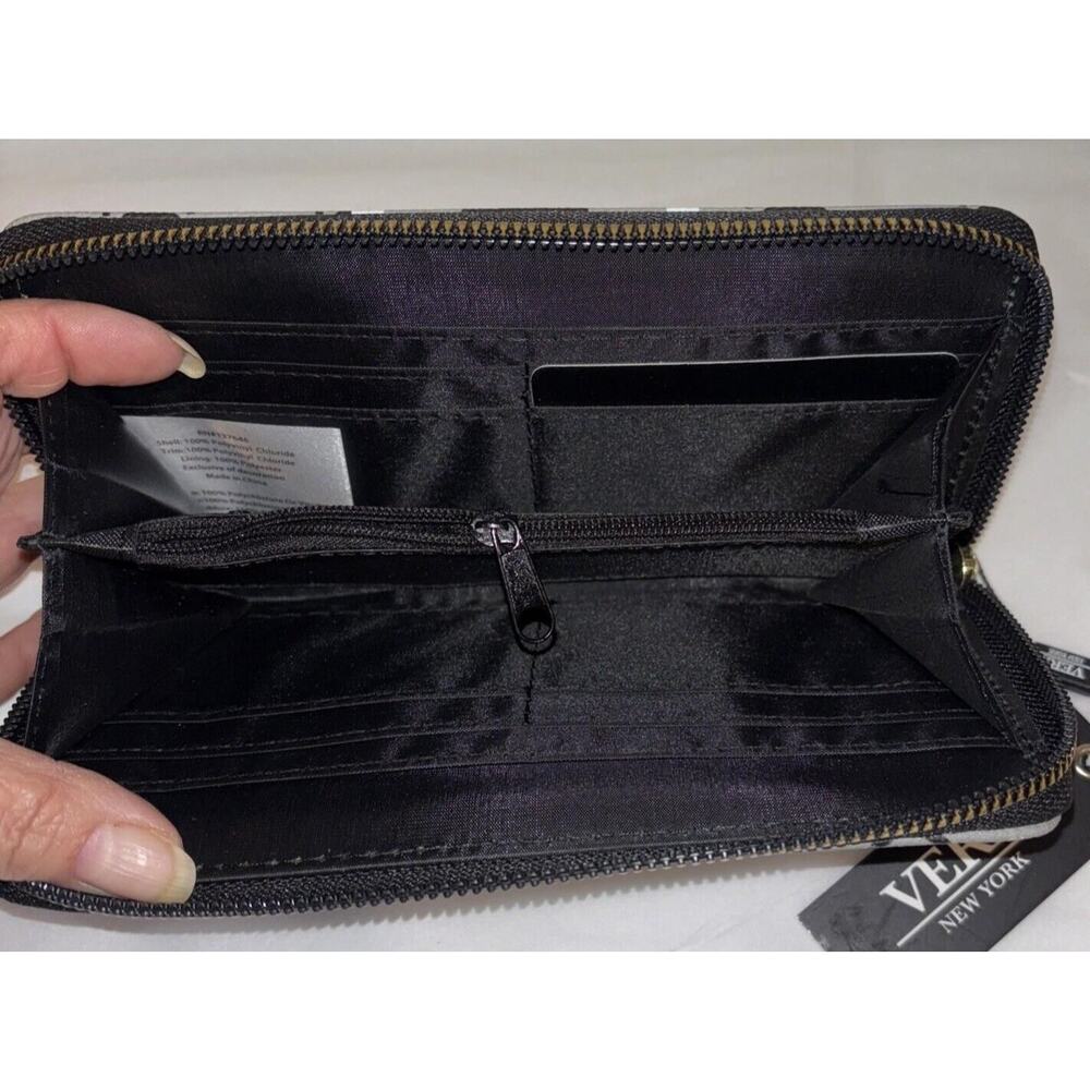 Vera New York Signature Zip Around Wallet Clutch Gray Logo NWT - Picture 7 of 7